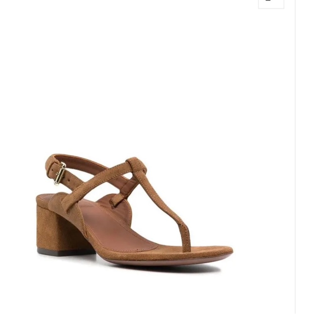 L’ AUTRE CHOSE T-Strap, Suede Block-Heel Sandals - Brown 40 - Picture 2 of 10
